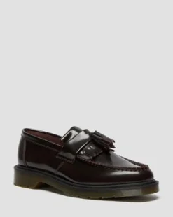 Adrian Arcadia Leren Tassel Loafers in Cherry Red