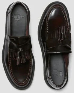 Adrian Arcadia Leren Tassel Loafers in Cherry Red