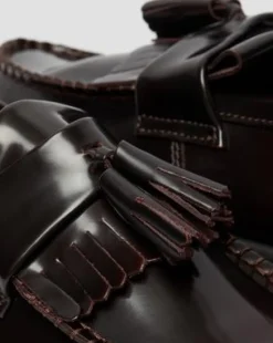 Adrian Arcadia Leren Tassel Loafers in Cherry Red