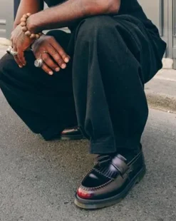 Adrian Arcadia Leren Tassel Loafers in Cherry Red