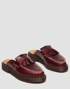 Adrian Leren Mules in Cherry Red