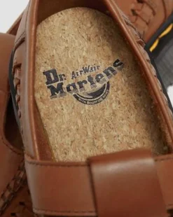 Adrian T-Bar Geweven Leren Mary Jane Schoenen in British Tan