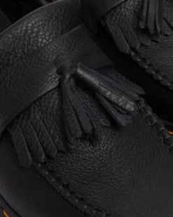 Adrian Virginia Leren Tassel Loafers in Zwart