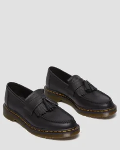 Adrian Virginia Leren Tassel Loafers in Zwart