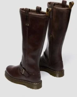ANISTONE KNIEHOGE CRAZY HORSE BIKER BOOTS in Donkerbruin