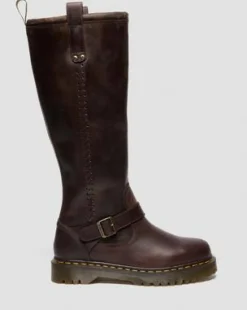 ANISTONE KNIEHOGE CRAZY HORSE BIKER BOOTS in Donkerbruin