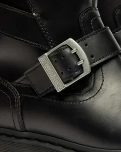 Anistone Leren Biker Boots met Twee Riemen in Zwart