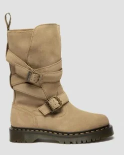 Anistone Suède Biker Boots met Twee Riemen in Solbrun