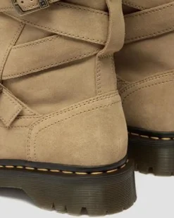 Anistone Suède Biker Boots met Twee Riemen in Solbrun