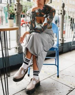 Bethan Pisa Leren Platform Mary Jane Schoenen in Vintage Taupe