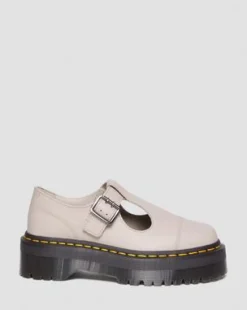 Bethan Pisa Leren Platform Mary Jane Schoenen in Vintage Taupe