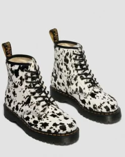 1460 Bex Dalmatian Hair-On Leren Laarzen in Crème & Zwart