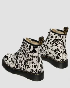 1460 Bex Dalmatian Hair-On Leren Laarzen in Crème & Zwart
