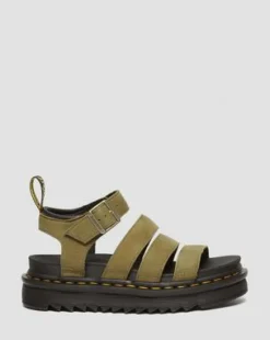 Blaire getrommeld nubuck sandalen in Muted Olive