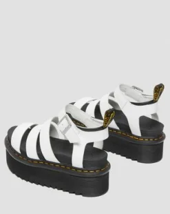 Blaire Quad Hydro Leren Platform Gladiator Sandalen in Wit