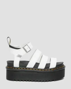 Blaire Quad Hydro Leren Platform Gladiator Sandalen in Wit