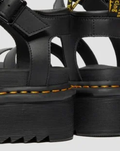 Blaire Quad Hydro Leren Platform Gladiator Sandalen in Zwart