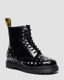 1460 BUTTERO LEREN LAARZEN MET STUDS in Zwart