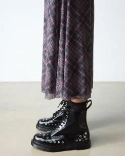 1460 BUTTERO LEREN LAARZEN MET STUDS in Zwart