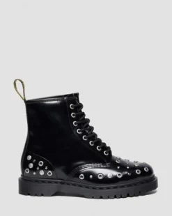 1460 BUTTERO LEREN LAARZEN MET STUDS in Zwart