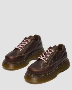 Buzz Flower Grizzly Leren Schoenen met Vijf Veterogen in Donkerbruin