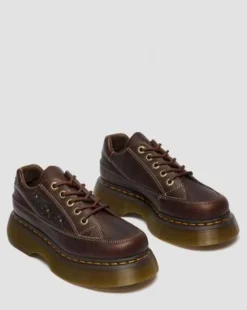 Buzz Flower Grizzly Leren Schoenen met Vijf Veterogen in Donkerbruin