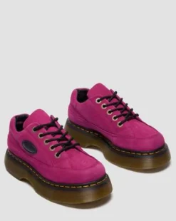 BUZZ GETROMMELDE NUBUCK SCHOENEN MET VIJF VETEROGEN in Roze