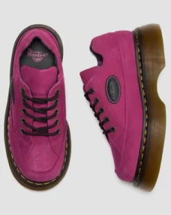 BUZZ GETROMMELDE NUBUCK SCHOENEN MET VIJF VETEROGEN in Roze