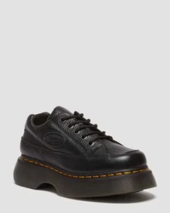 Buzz getrommeld nappaleren schoenen met vijf veterogen in Zwart