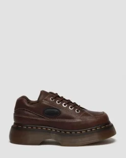 Buzz Grizzly leren schoenen met vijf veterogen in Donkerbruin