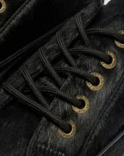 Buzz Hair-On Leren Schoenen met Vijf Veterogen in Zwart