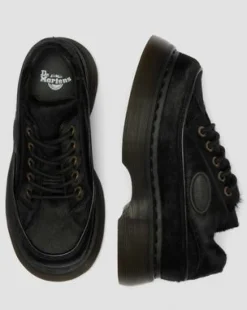 Buzz Hair-On Leren Schoenen met Vijf Veterogen in Zwart