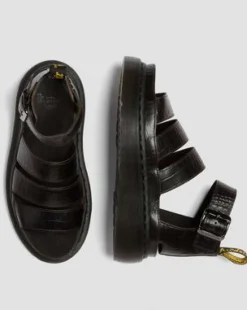 Clarissa Faux Krokodillenleren Quad Sandalen met Riem in Donkerbruin