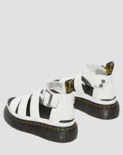 Clarissa II Quad Gemalen Nappa Leren Platform Sandalen in Wit