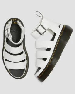 Clarissa II Quad Gemalen Nappa Leren Platform Sandalen in Wit