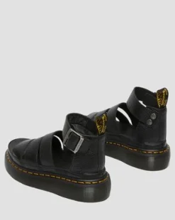Clarissa II Quad Gemalen Nappa Leren Platform Sandalen in Zwart