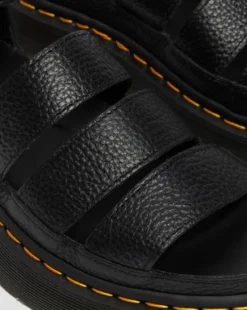 Clarissa II Quad Gemalen Nappa Leren Platform Sandalen in Zwart
