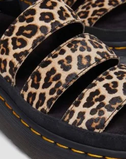 Clarissa II Quad luipaard leren platform sandalen in Licht Bruin
