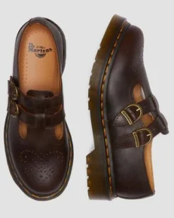 8065 Crazy Horse Leren Mary Jane Schoenen in Donkerbruin