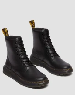 Crewson Leren Veterlaarzen in Black