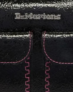 Distressed Lakleren Hengseltas in Zwart