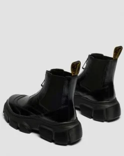 DMXL Distressed Lakleren Chelsea Boots in Zwart