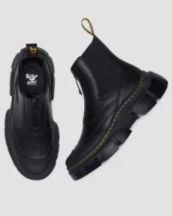 DMXL Leren Chelsea Boots met Rits in Zwart