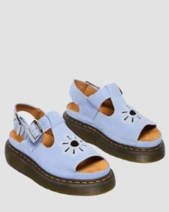 Dunnet Flower Buttersoft leren sandalen in Korenbloemblauw