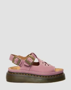 Dunnet Flower Nubuck Platformsandalen in Dusty Roze