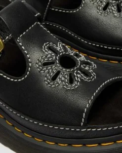 Dunnet Flower volnerfleren sandalen in Zwart