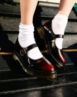 Elphie Mary Jane leren schoenen in Cherry Red