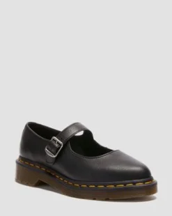 Elphie Virginia leren Mary Jane schoenen in Zwart