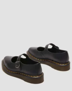 Elphie Virginia leren Mary Jane schoenen in Zwart
