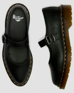 Elphie Virginia leren Mary Jane schoenen in Zwart